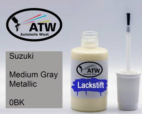 Suzuki, Medium Gray Metallic, 0BK: 20ml Lackstift, von ATW Autoteile West.